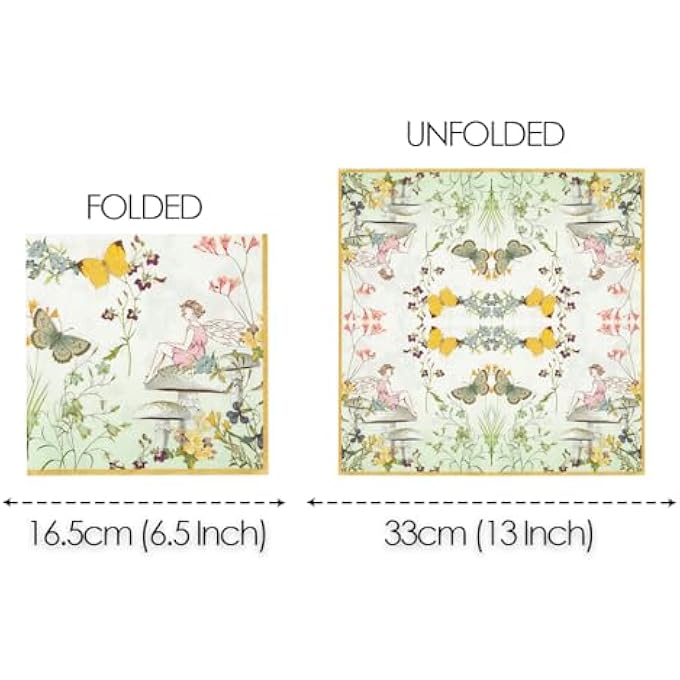 TRULY FAIRY AND BUTTERFLY PAPER NAPKINS 20 PACK, 33 CM X 33 CM SIZE - Image 4